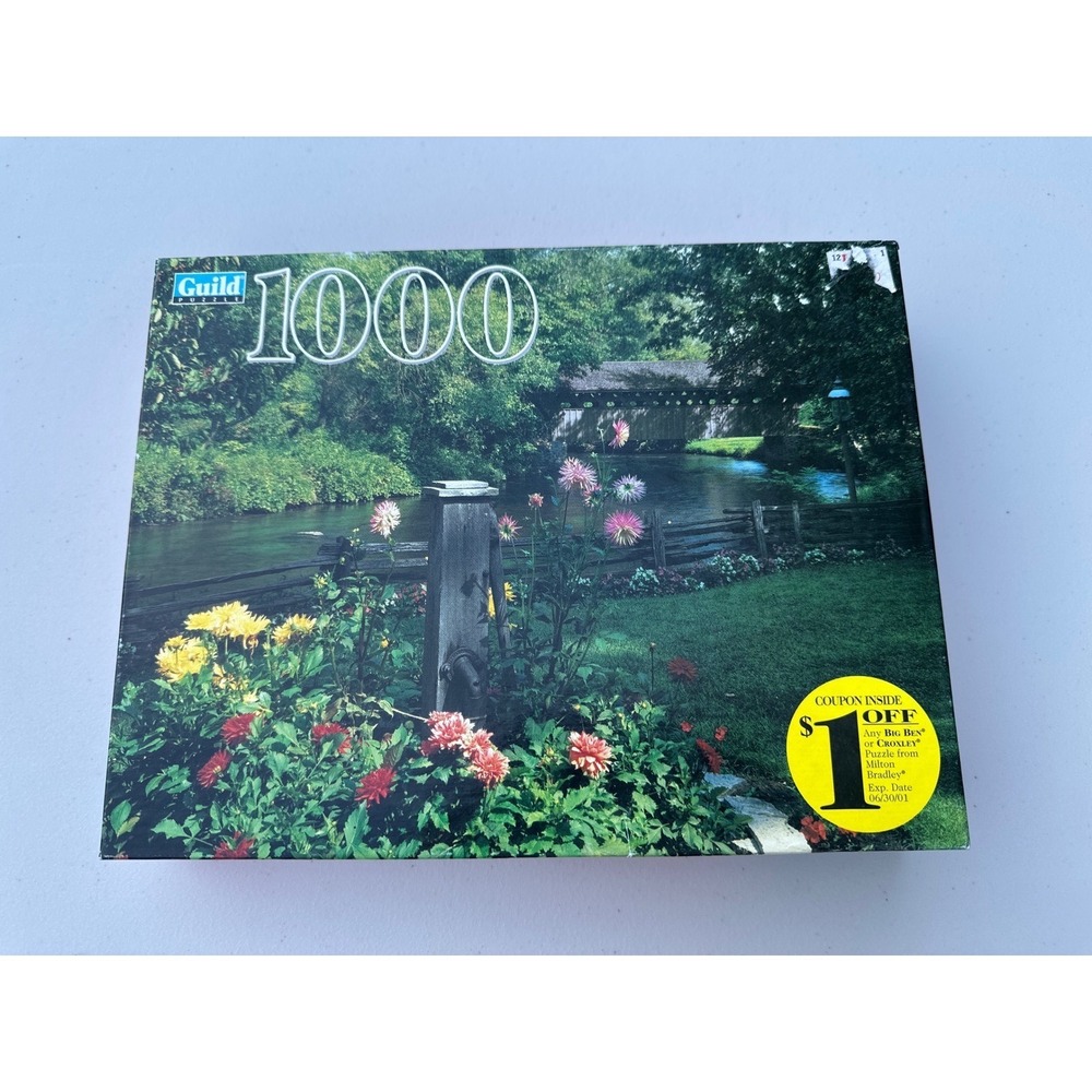 Guild 1000 Piece Jigsaw Puzzle Garden Pond Dahlias Landscape Interlocking 04710